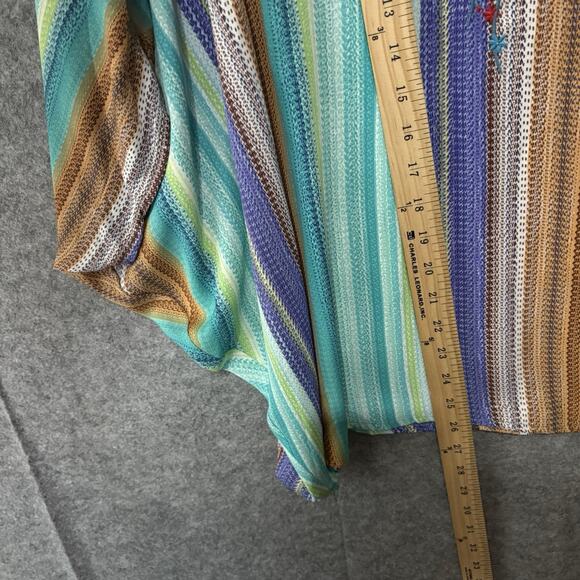 Savanna Jane Kimono Blouse Womens Sz S Striped Floral Embroidered Boho - Picture 6 of 6